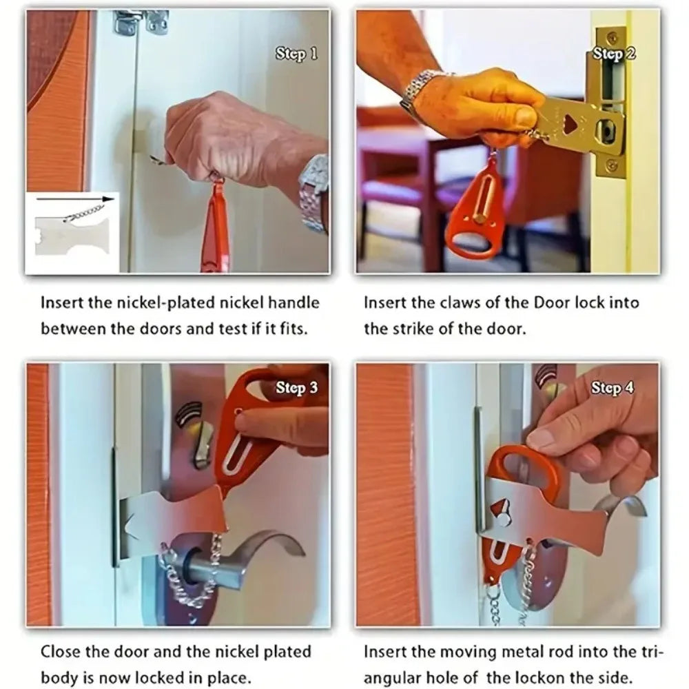 1Pc Portable Travel Safety Door Lock, Suitable for Travelers and Families, Universal Sleep Safety Portable Travel Door Lock